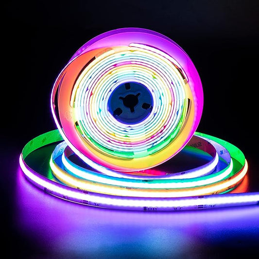 RGB Smart IC COB LED Strip 5M/16.4ft DC24V Multicolor Flexible Tape Light,with Music Mode/APP Control,for TV,Bedroom,Party DIY Decorationfor TV,Party DIY